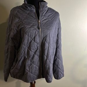 Jones & CO jacket blue quilted zip up womens with pockets